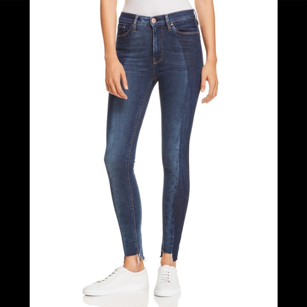 Hudson Barbara high rise step hem two tone jeans